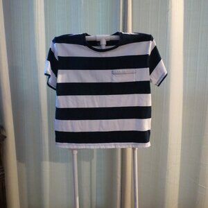 Time and Tru Black and White Striped Crop Top